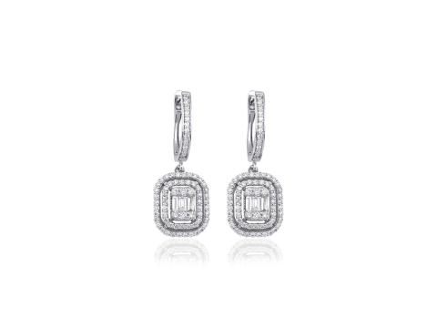 0.96 Karat Baget Pırlanta Küpe