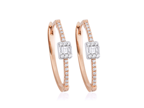 0.36 Karat Baget Pırlanta Küpe