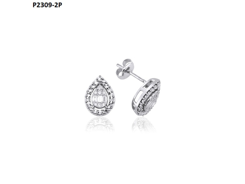 0.18 Karat Baget Pırlanta Küpe