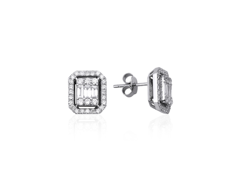 1.07 Karat Baget Pırlanta Küpe