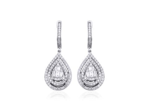 0.93 Karat Baget Pırlanta Küpe
